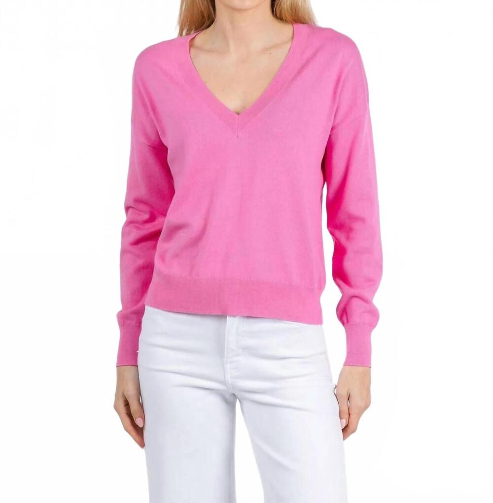 NEW J. SOCIETY easy v-neck sweater in hot pink